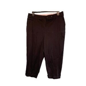 Avenue Classic Chino Capri Pants Black Twill Cropped‎ Cuffed Preppy 16